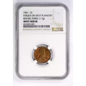 1961 STRUCK ON SPLIT PLANCHET BEFORE STRIKE (1.7g) RB (3)