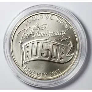 1991-D United Service Organizations Uncirculated silver dollar - Box & COA (2)