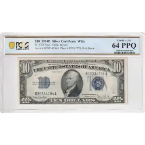 $10 1934-D blue seal. Small Silver Certificates 1705 (2)