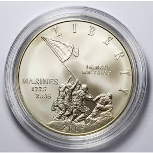 2005 P Marine Corps 230th Anniversary Uncirculated Silver Dollar - Box & COA (2)