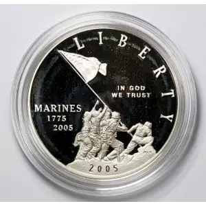 2005 P Marine Corps 230th Anniversary Proof Silver Dollar - Box & COA (2)