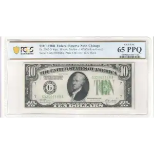 $10 1928-B. Exists with both light and dark Green seals Small Size $10 Federal Reserve Notes 2002-G (2)
