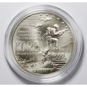 1991-D Korean War Memorial Uncirculated silver dollar - Box & COA