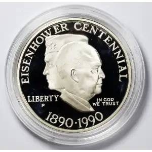 1990-P Eisenhower Centennial Proof Silver Dollar - Box & COA